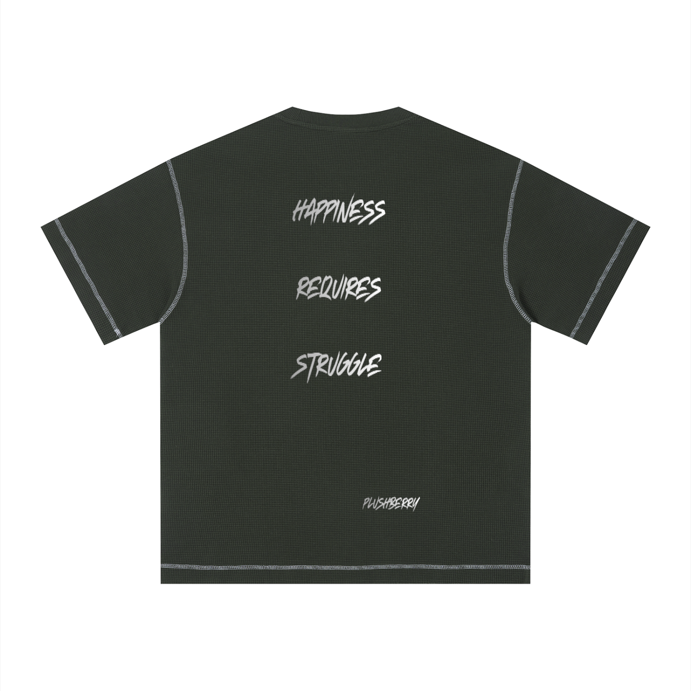 Plushberry Happiness Requires Struggle Contrast Stitch Loose Tee